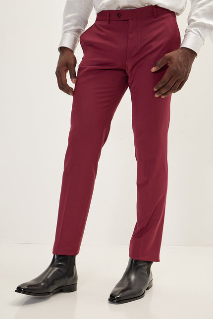 Men's Italian Super 120s Merino Wool Single-Breasted Suit - Currant Maroon | Ron Tomson
