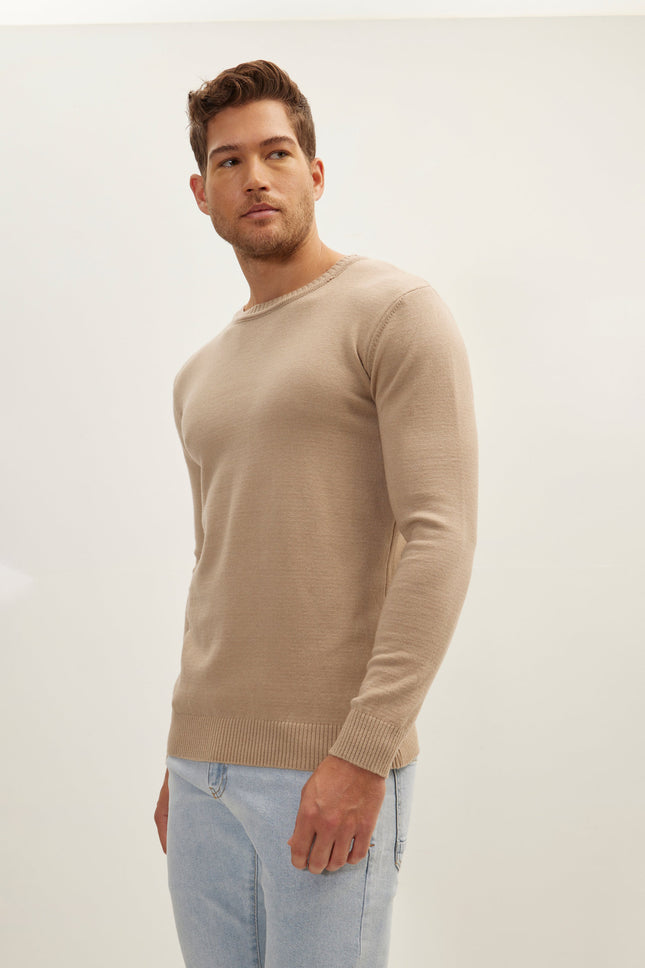 Men's Viscose Crew-Neck Sweater - Brown | Ron Tomson