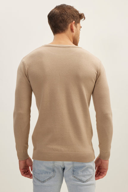 Men's Viscose Crew-Neck Sweater - Brown | Ron Tomson