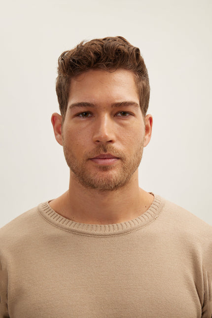 Men's Viscose Crew-Neck Sweater - Brown | Ron Tomson