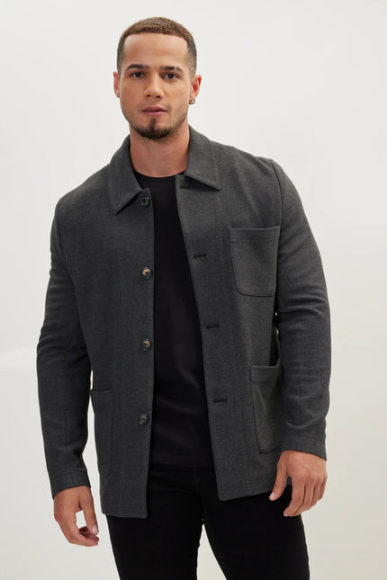 Men's Sleek Shirt Jacket - Anthracite | Ron Tomson