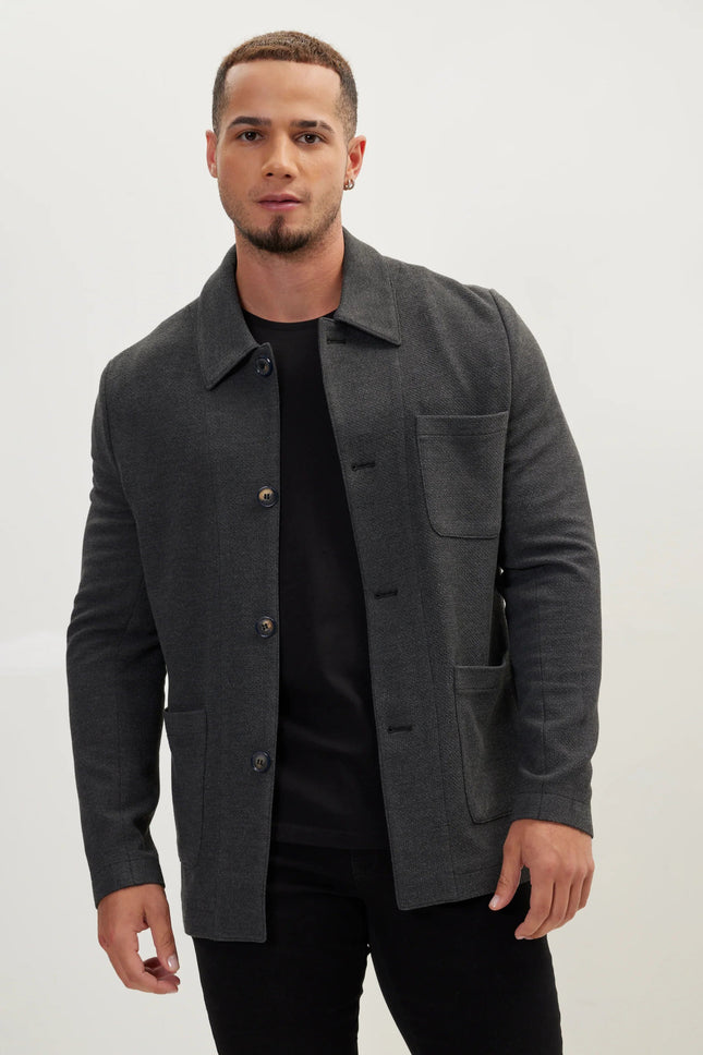Men's Sleek Shirt Jacket - Anthracite | Ron Tomson