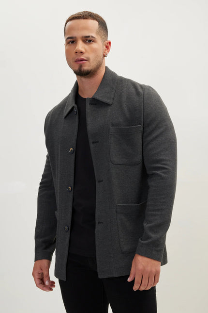 Men's Sleek Shirt Jacket - Anthracite | Ron Tomson