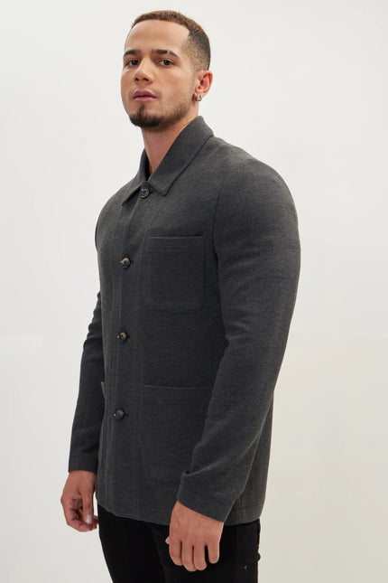 Men's Sleek Shirt Jacket - Anthracite | Ron Tomson