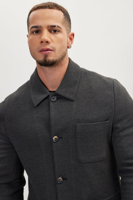 Men's Sleek Shirt Jacket - Anthracite | Ron Tomson