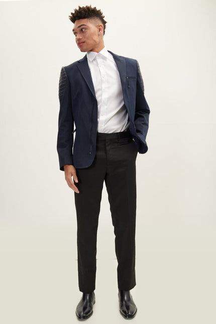 Moto Cross Shoulder Blazer - Navy