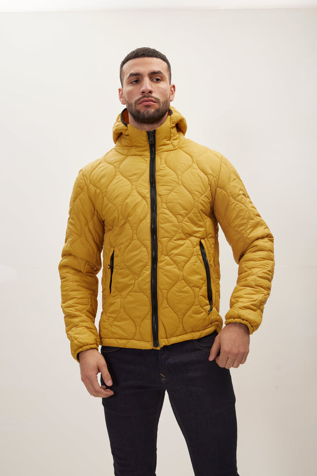 Men's Hooded Puffer Jacket - Mustard | Ron Tomson