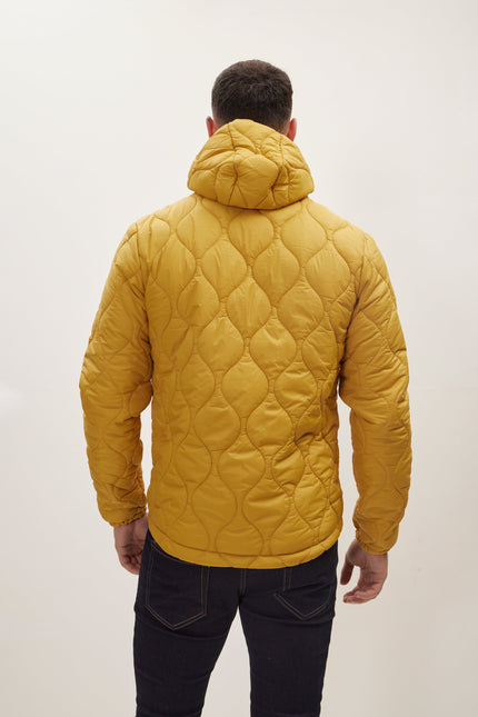 Men's Hooded Puffer Jacket - Mustard | Ron Tomson