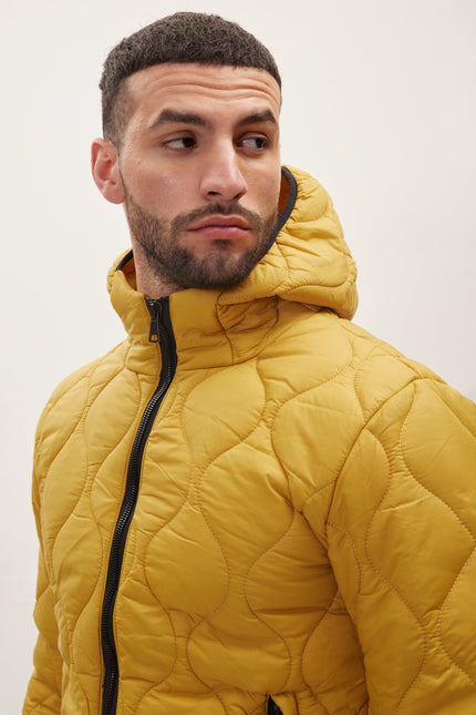 Men's Hooded Puffer Jacket - Mustard | Ron Tomson