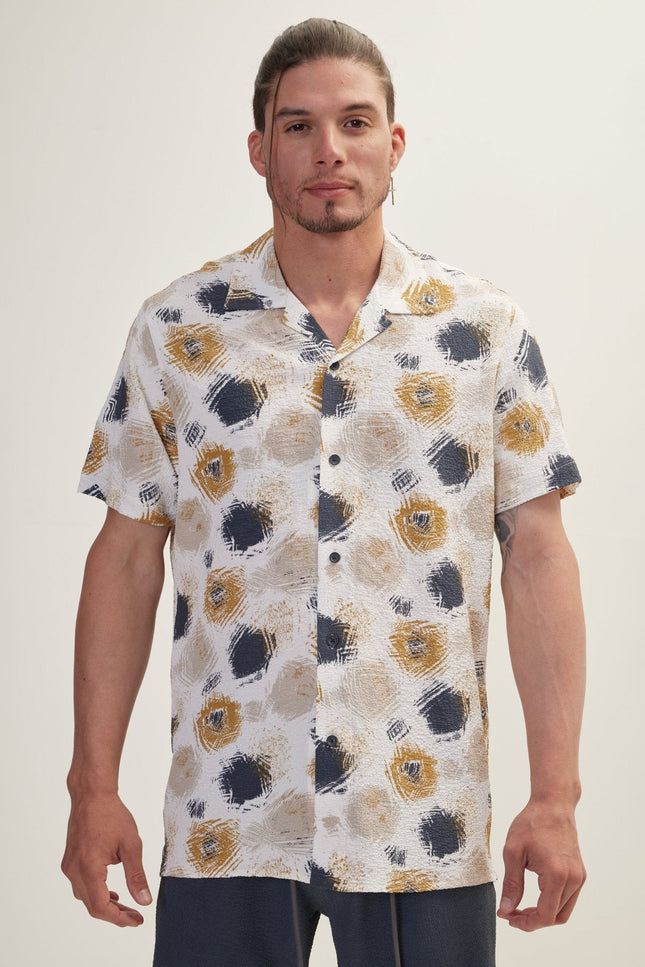 Dotted Camp Collar Shirt - Anthracite