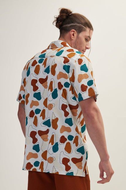 Men's Floral Camp Collar Shirt - Brown | Ron Tomson