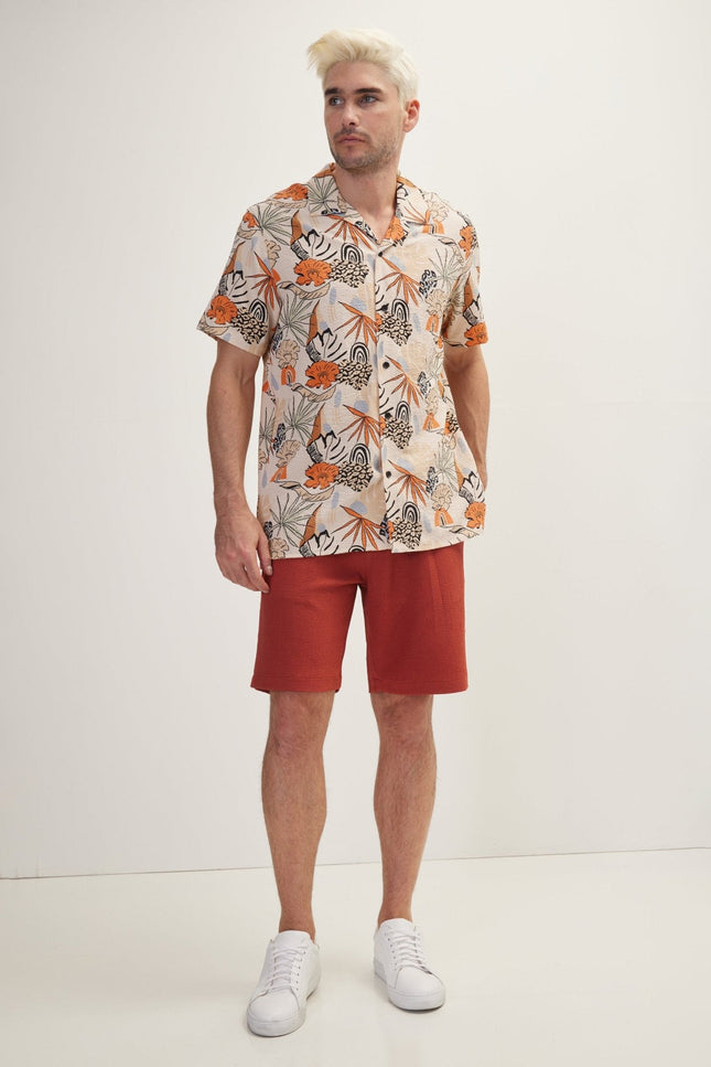 Floral Camp Collar Shirt - Orange