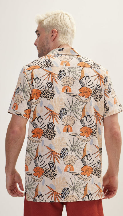 Floral Camp Collar Shirt - Orange