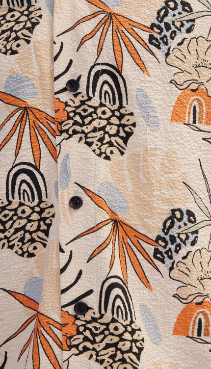 Floral Camp Collar Shirt - Orange