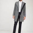 Men's Long Shawl Collar Cardigan - Black White | Ron Tomson