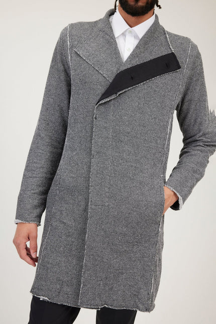 Long Shawl Collar Cardigan - Black White
