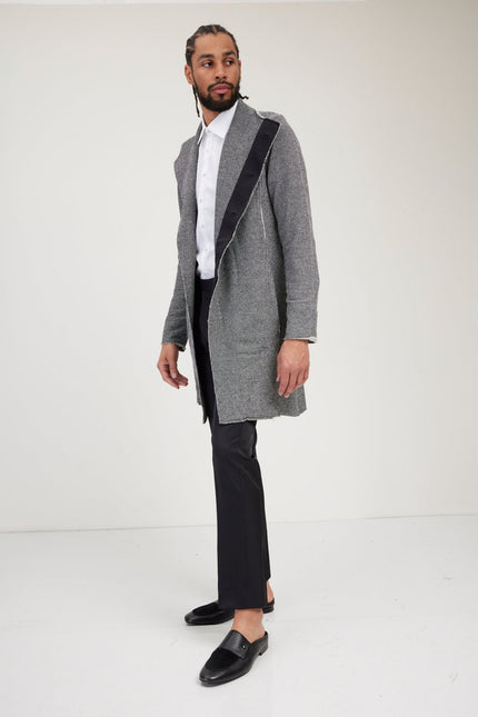 Long Shawl Collar Cardigan - Black White