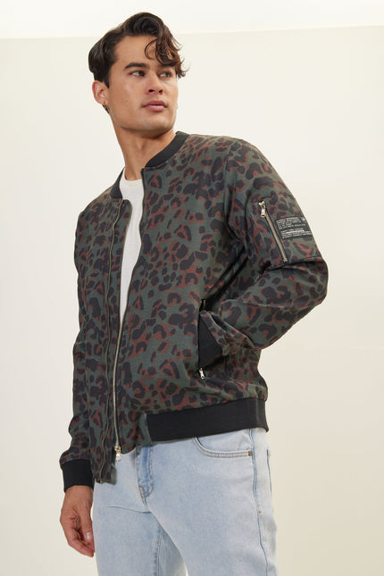 Men's Abstract Bomber - Leopard | Ron Tomson
