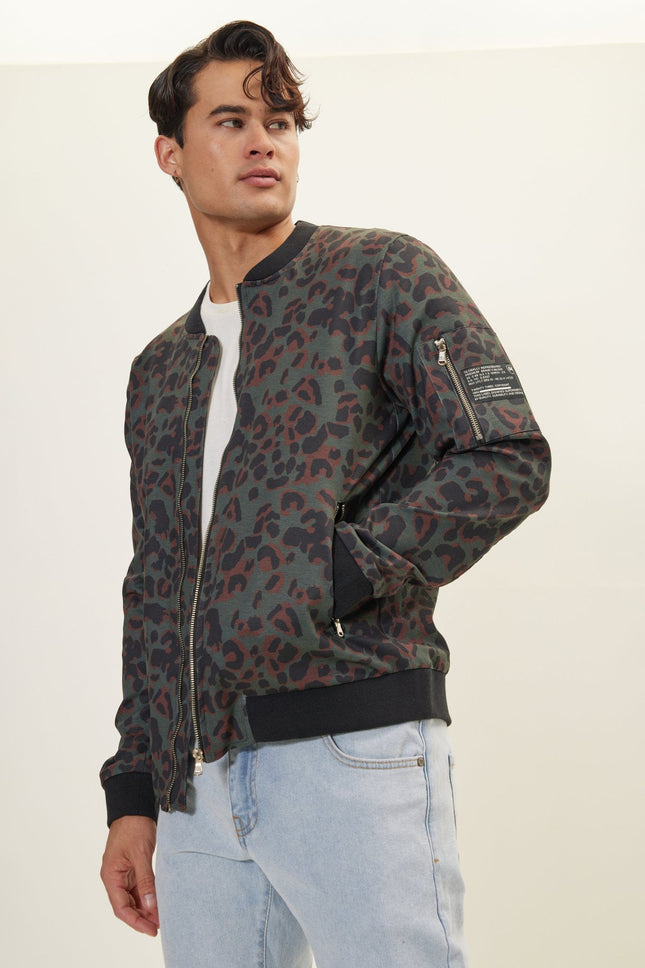 Men's Abstract Bomber - Leopard | Ron Tomson