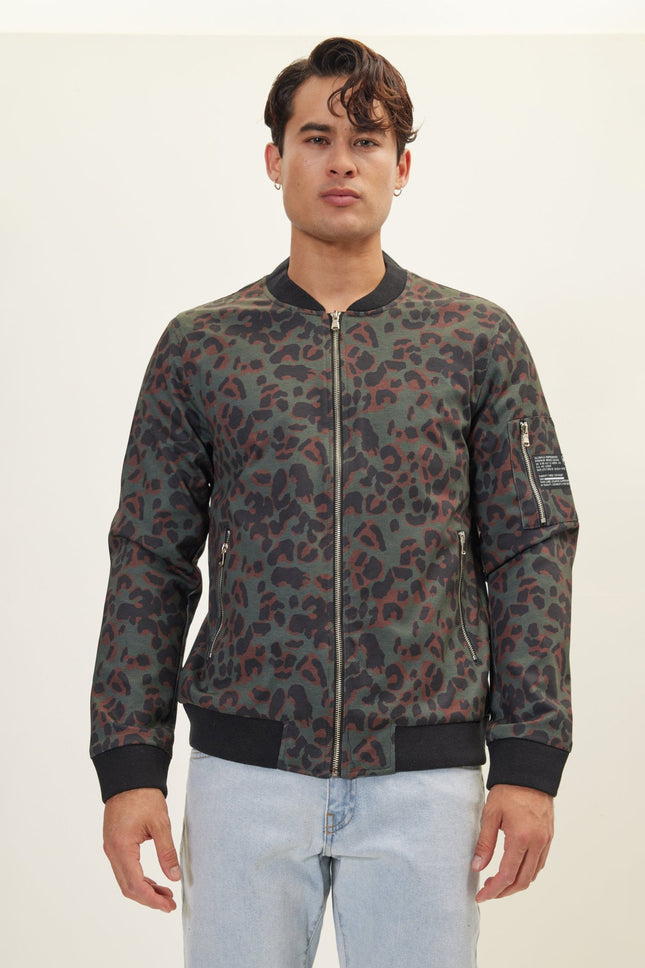 Men's Abstract Bomber - Leopard | Ron Tomson