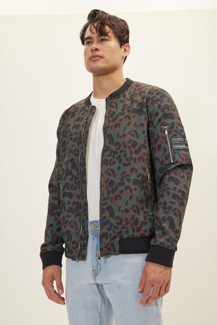 Men's Abstract Bomber - Leopard | Ron Tomson