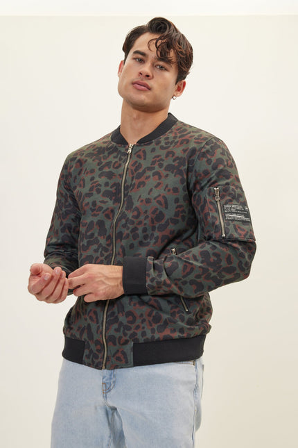 Men's Abstract Bomber - Leopard | Ron Tomson