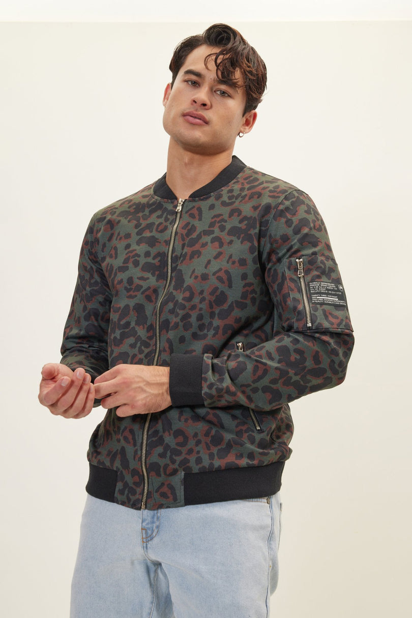 Men's Abstract Bomber - Leopard | Ron Tomson