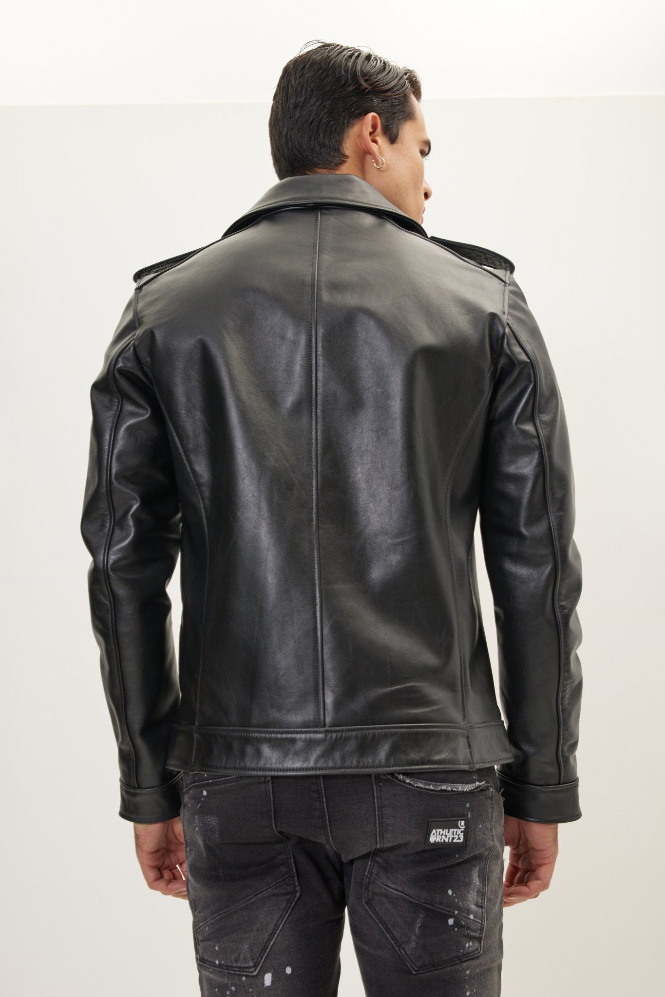 Men's Falcon Full-Grain Leather Asymmetric Epaulet Motorcycle