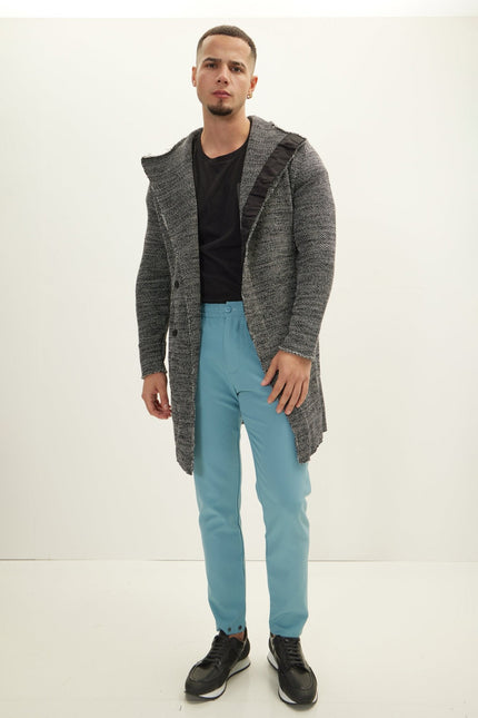 Men's Shawl Collar Cardigan - Black White | Ron Tomson