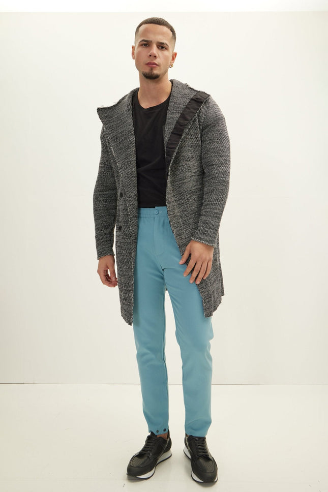Men's Shawl Collar Cardigan - Black White | Ron Tomson