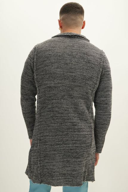 Men's Shawl Collar Cardigan - Black White | Ron Tomson