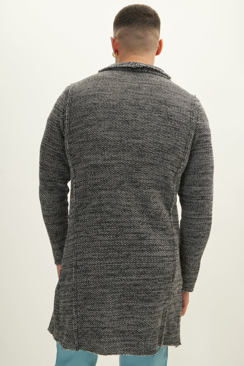 Men's Shawl Collar Cardigan - Black White | Ron Tomson