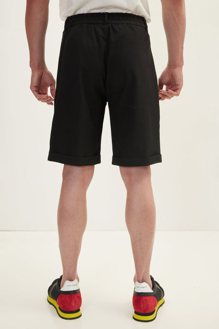 Men's Drawstring Cotton Shorts - Black | Ron Tomson