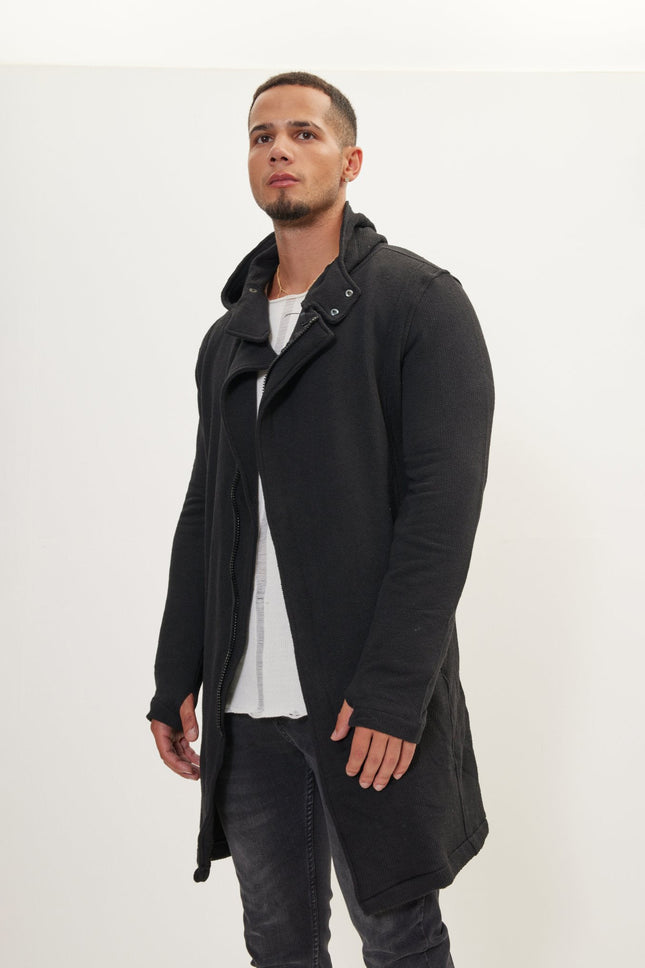 Men's Long Cardigan - Black | Ron Tomson