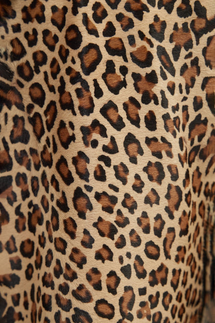 Men's Leopard Calf Hair Asymmetric Moto Jacket - Brown | Ron Tomson