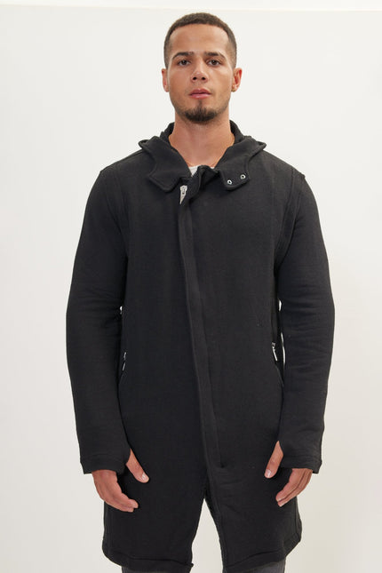 Men's Long Cardigan - Black | Ron Tomson