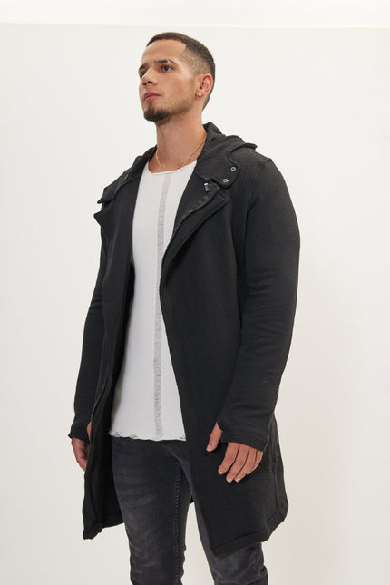 Men's Long Cardigan - Black | Ron Tomson