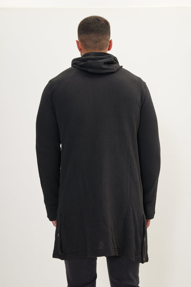 Men's Long Cardigan - Black | Ron Tomson
