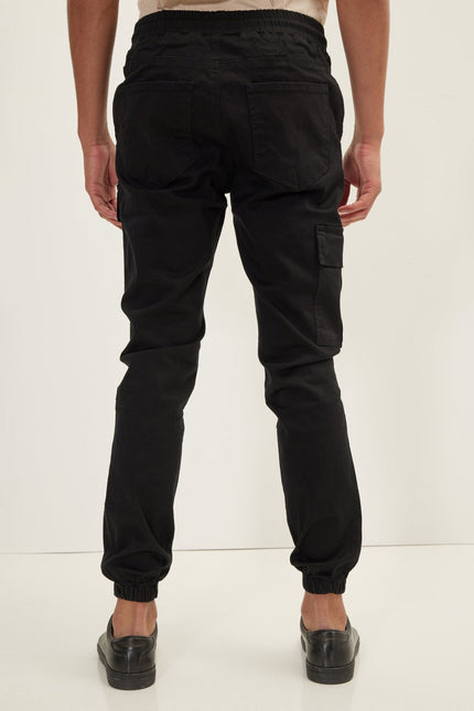Men's Cargo Jogger Pants - Black | Ron Tomson