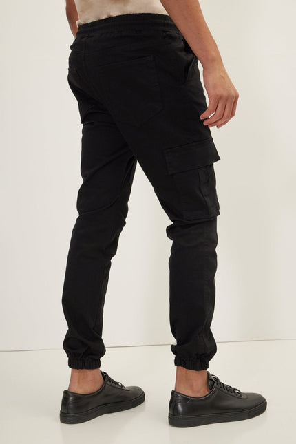 Men's Cargo Jogger Pants - Black | Ron Tomson