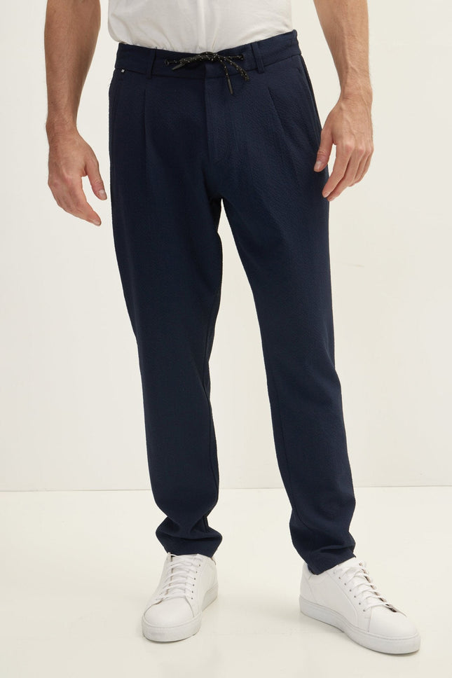 Men's Relaxed Drawstring Casual Pants - Navy | Ron Tomson