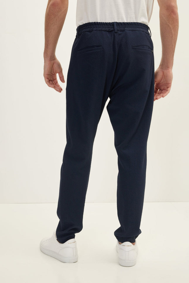 Men's Relaxed Drawstring Casual Pants - Navy | Ron Tomson