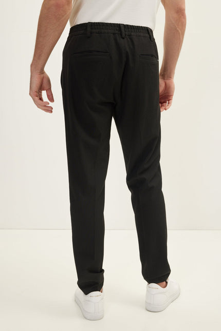 Men's Tailored Drawstring Pants - Black | Ron Tomson