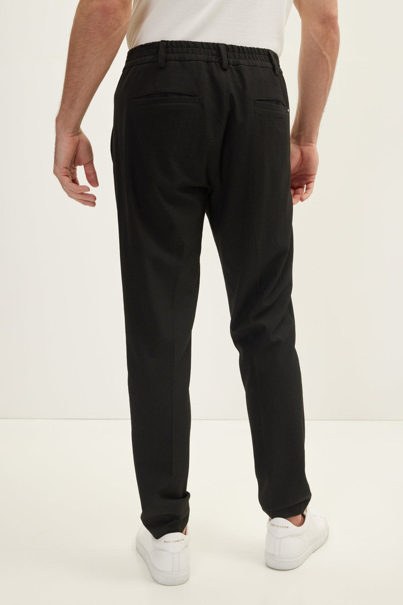 Men's Tailored Drawstring Pants - Black | Ron Tomson
