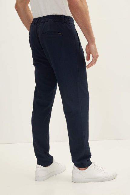 Men's Relaxed Drawstring Casual Pants - Navy | Ron Tomson