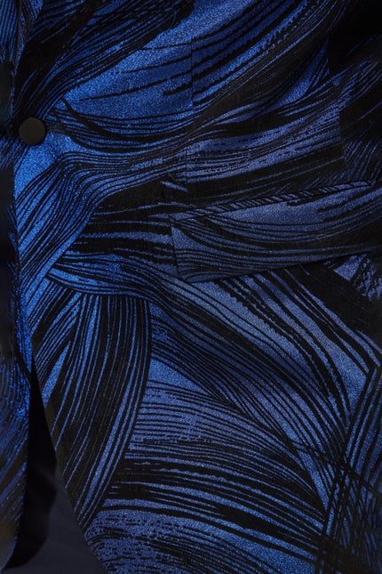 Men's Floral Peak Lapel Tuxedo Jacket - Navy | Ron Tomson