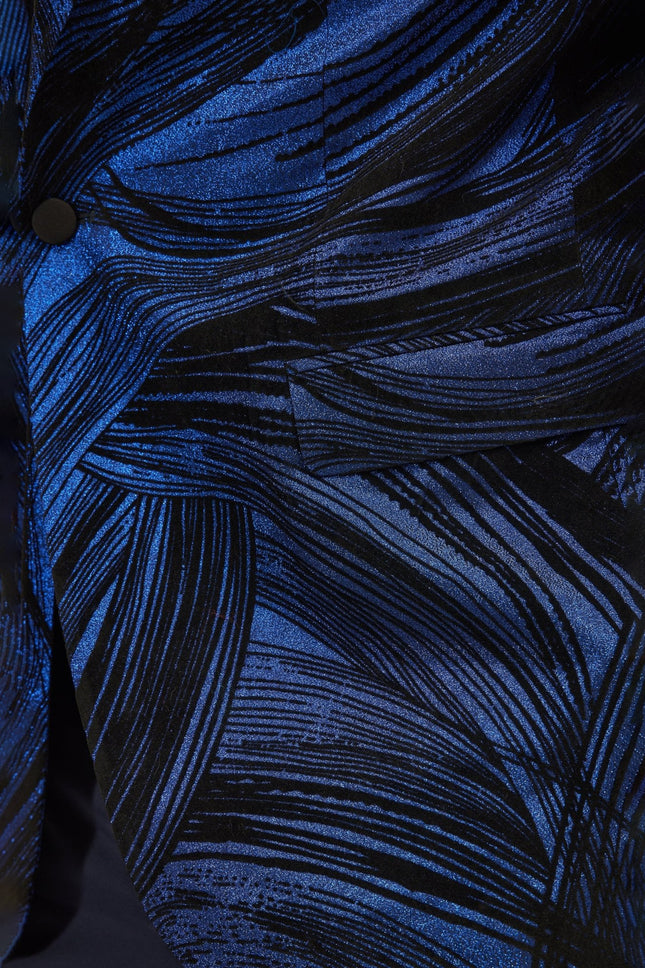 Men's Floral Peak Lapel Tuxedo Jacket - Navy | Ron Tomson
