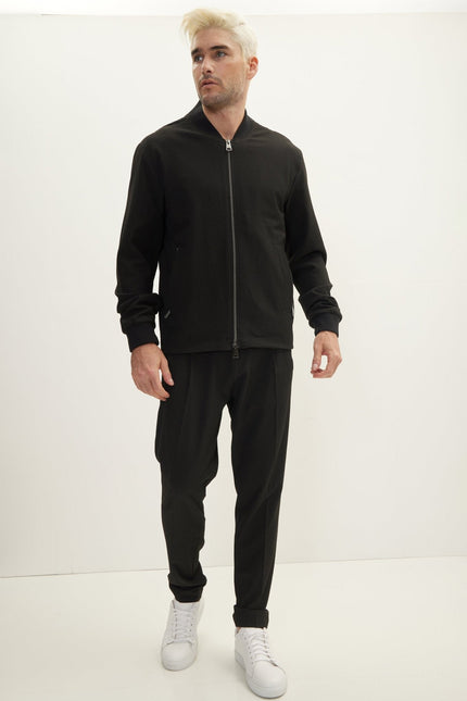 Men's Tailored Drawstring Pants - Black | Ron Tomson
