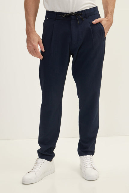 Men's Relaxed Drawstring Casual Pants - Navy | Ron Tomson