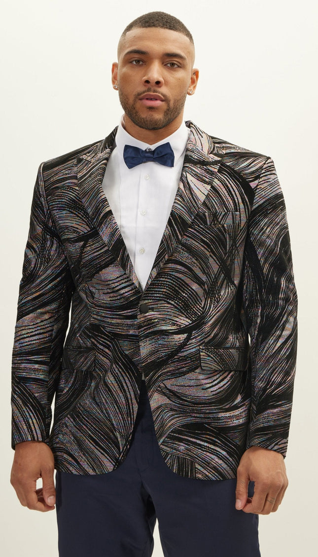 Cascading Peak Lapel Tuxedo Jacket - Rainbow